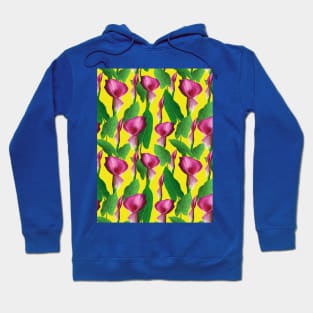 Watercolor Calla Lily Pattern On Yellow Background Hoodie